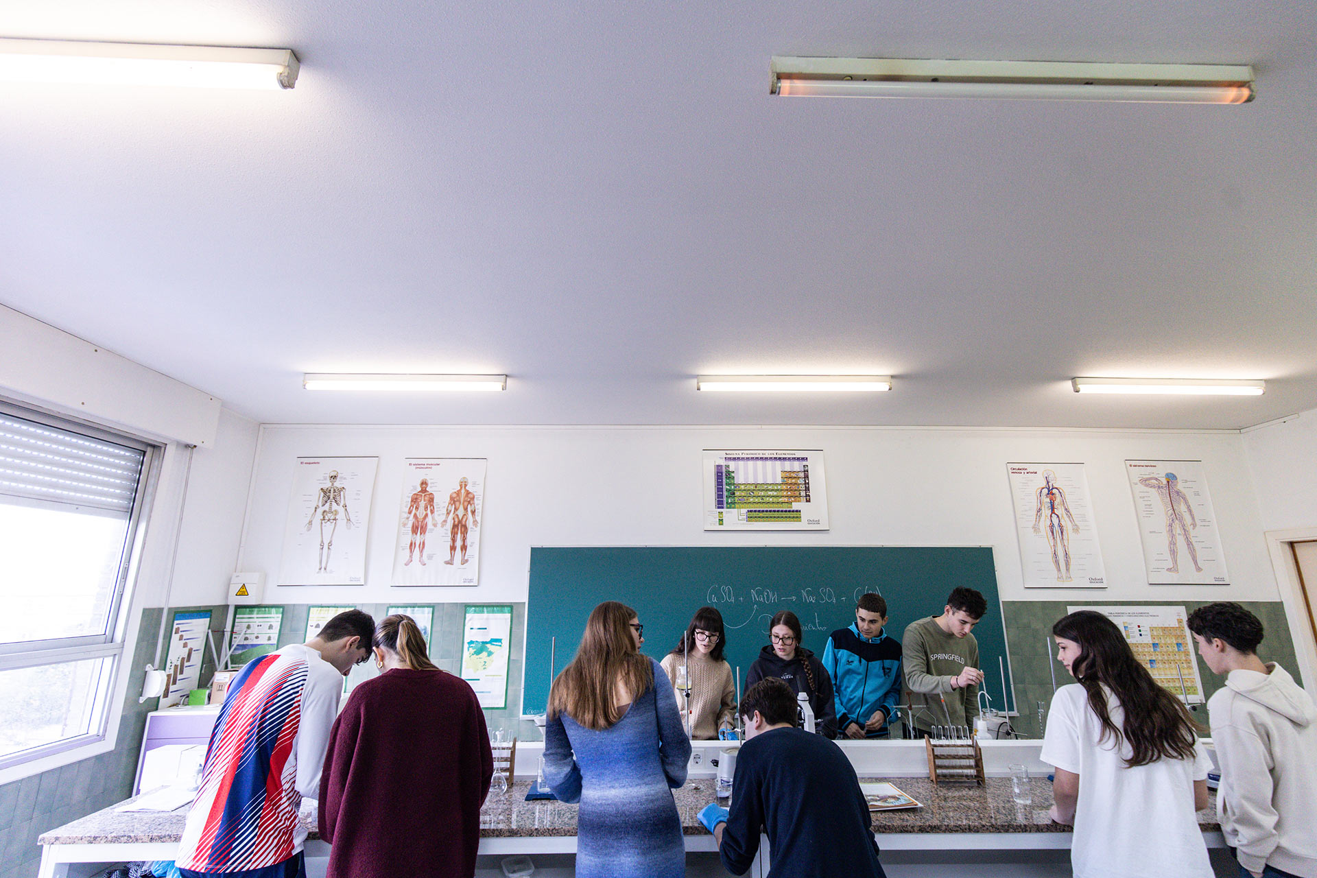Laboratorio de ESO Alumnos de ESO realizando prácticas en el laboratorio del Colegio Divino Salvador.
